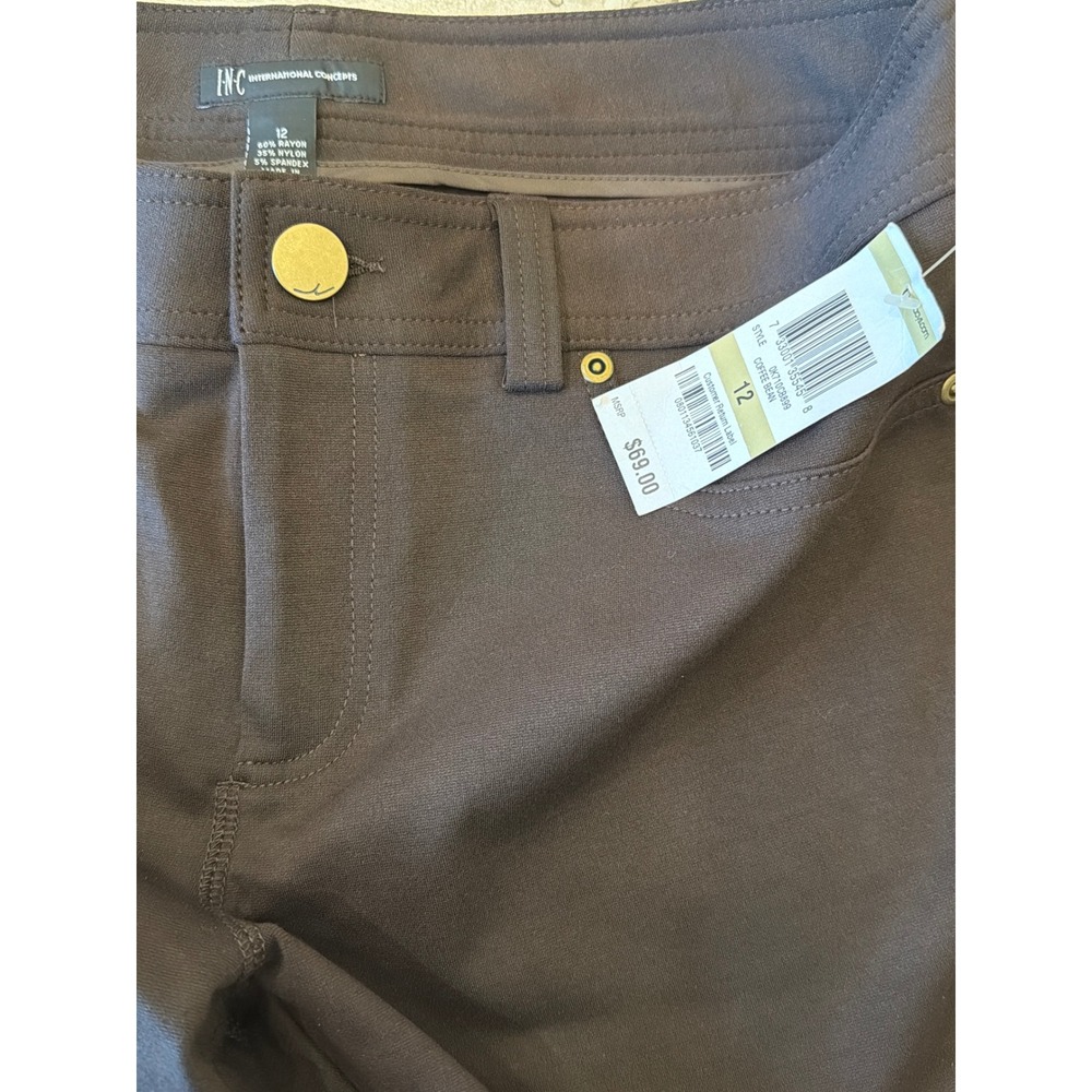 INC International Concepts Women 12 Coffee Bean Brown Flare Leg Pants New